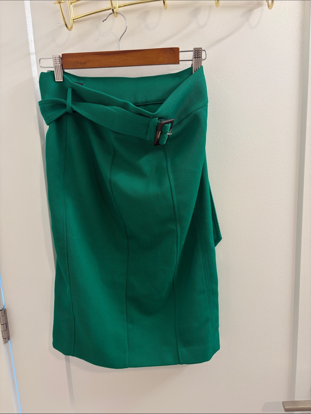 Ann Taylor Green Belted Pencil Skirt Elegant